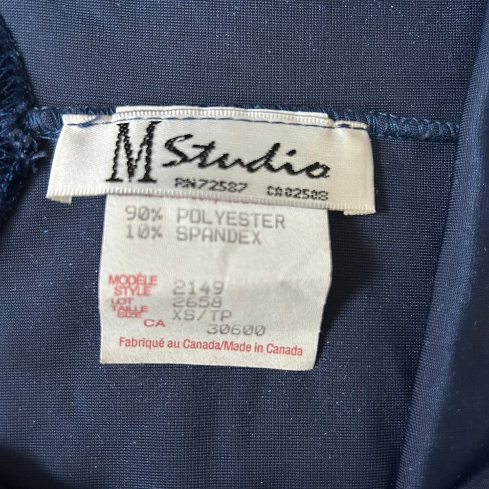 M Studio Floor Length 90s Glam Vintage Velour Dress - Midnight Blue - US XS - Picture 6 of 6